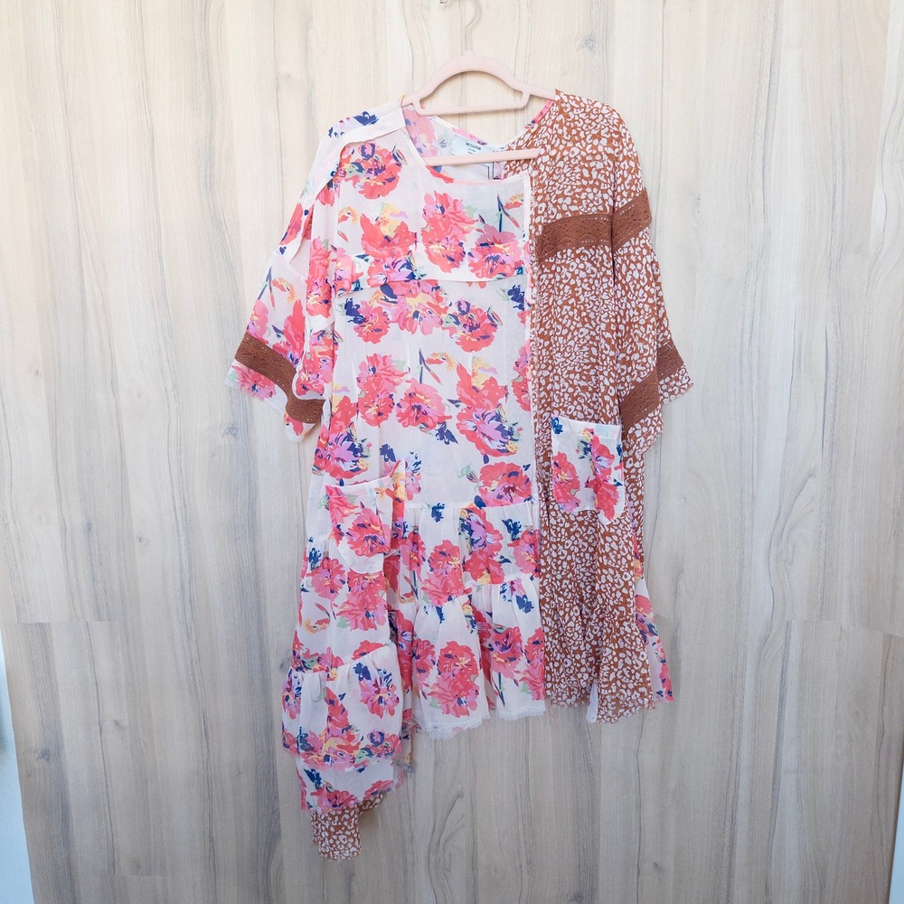 One Teaspoon Patchwork Dress XL Flower Night Dance Asymmetric Mixed Print Boho